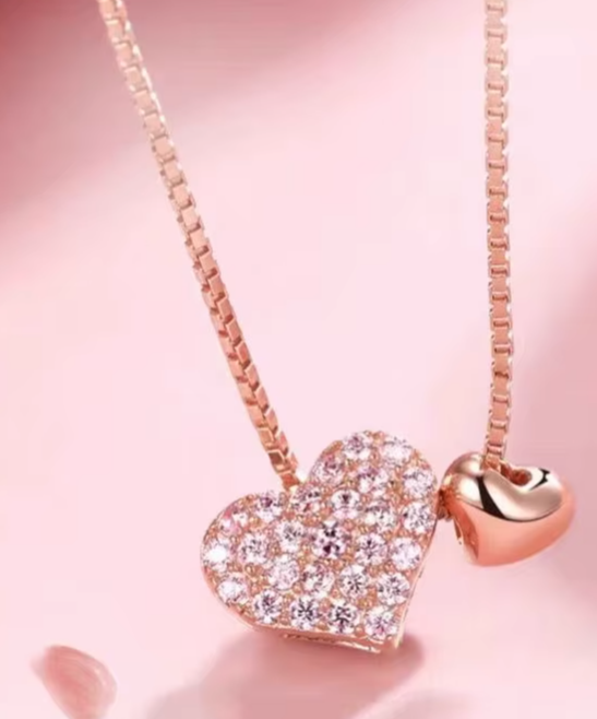 Romantic Heart Charm Necklace – 925 Sterling Silver