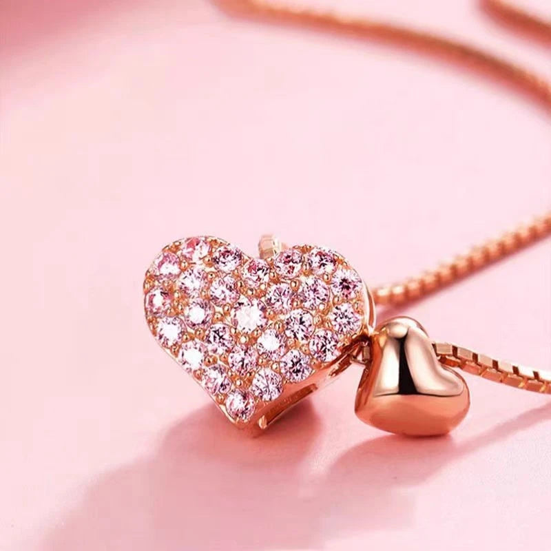 Romantic Heart Charm Necklace – 925 Sterling Silver