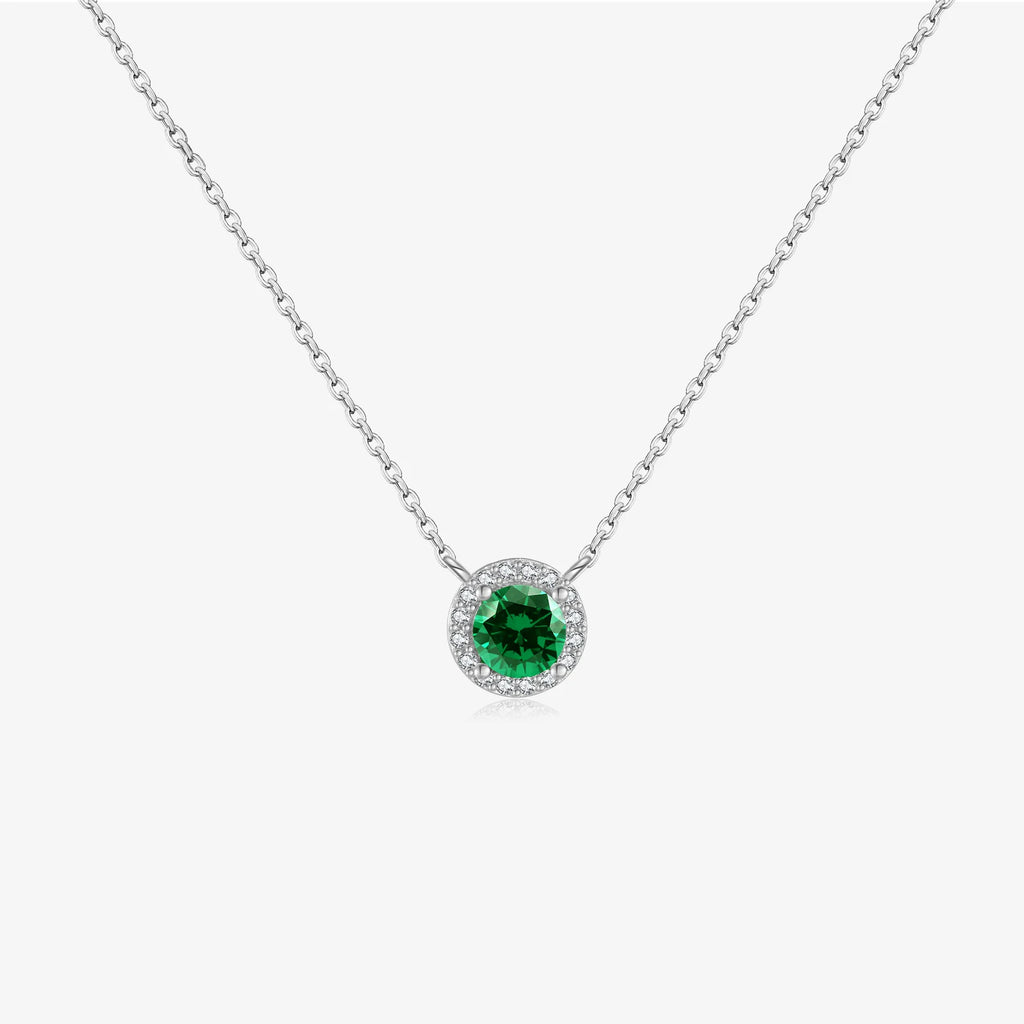 Emerald Glow Zircon Pendant Necklace – 925 Sterling Silver