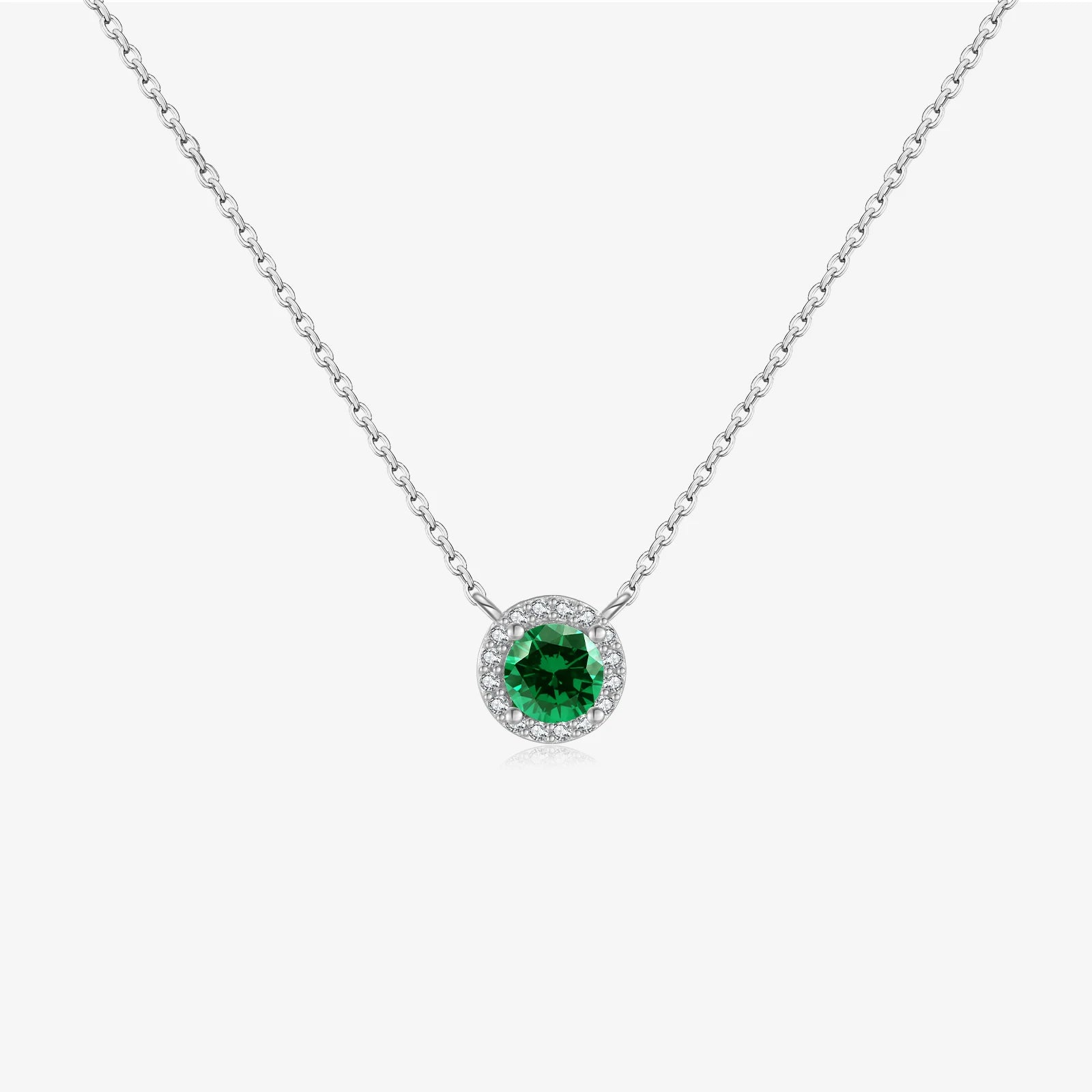 Emerald Glow Zircon Pendant Necklace – 925 Sterling Silver