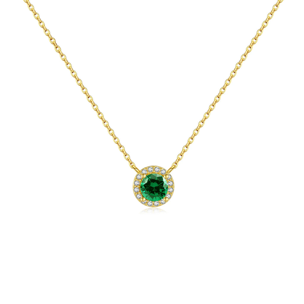 Emerald Glow Zircon Pendant Necklace – 925 Sterling Silver