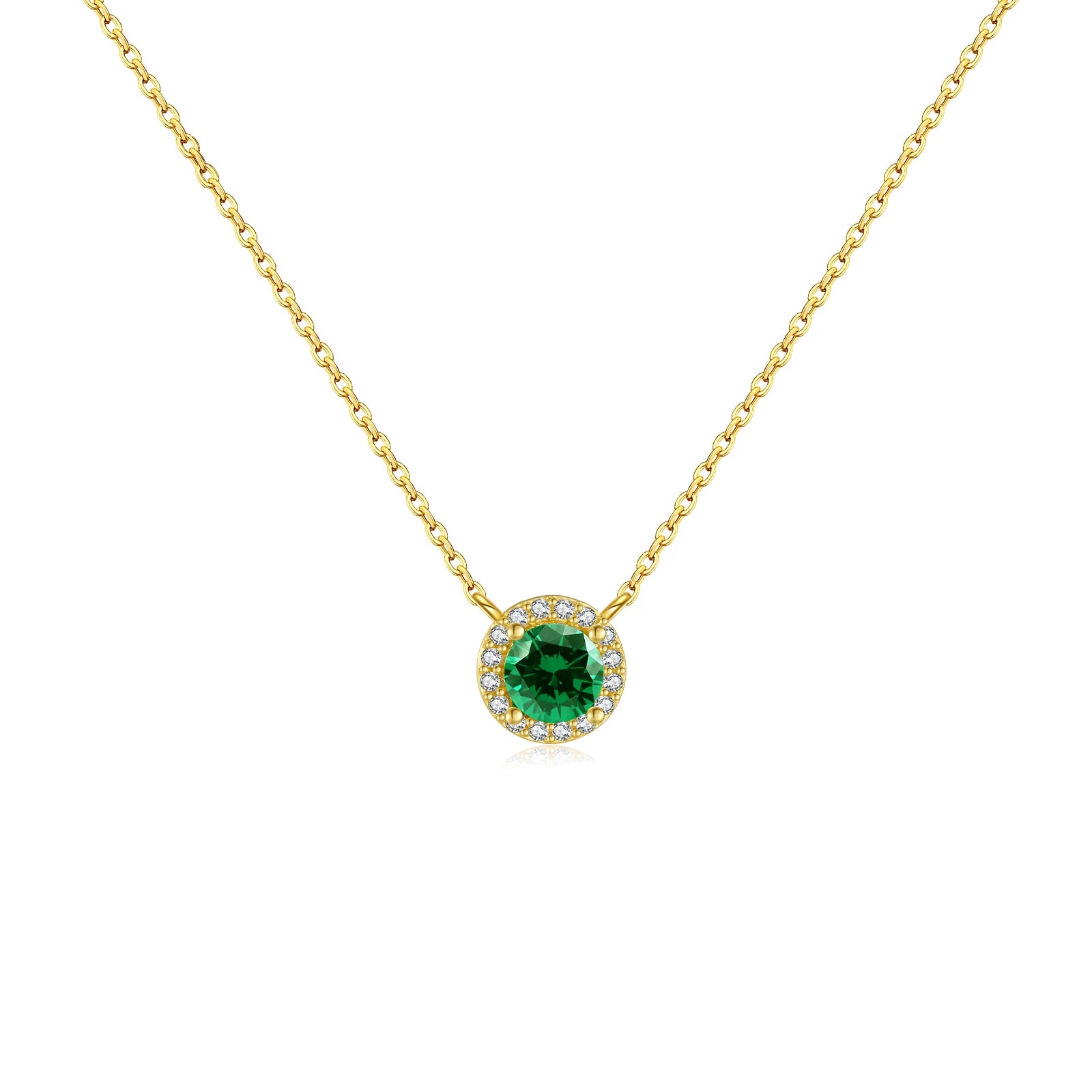 Emerald Glow Zircon Pendant Necklace – 925 Sterling Silver