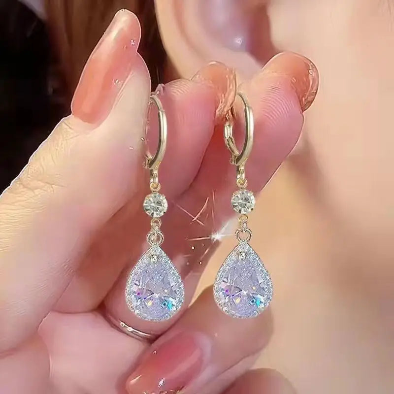 Radiant Halo Teardrop Earrings