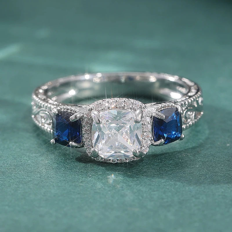 Royal Sapphire Trilogy Halo Ring