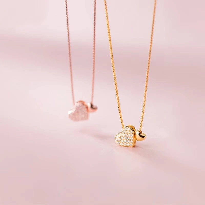 Romantic Heart Charm Necklace – 925 Sterling Silver