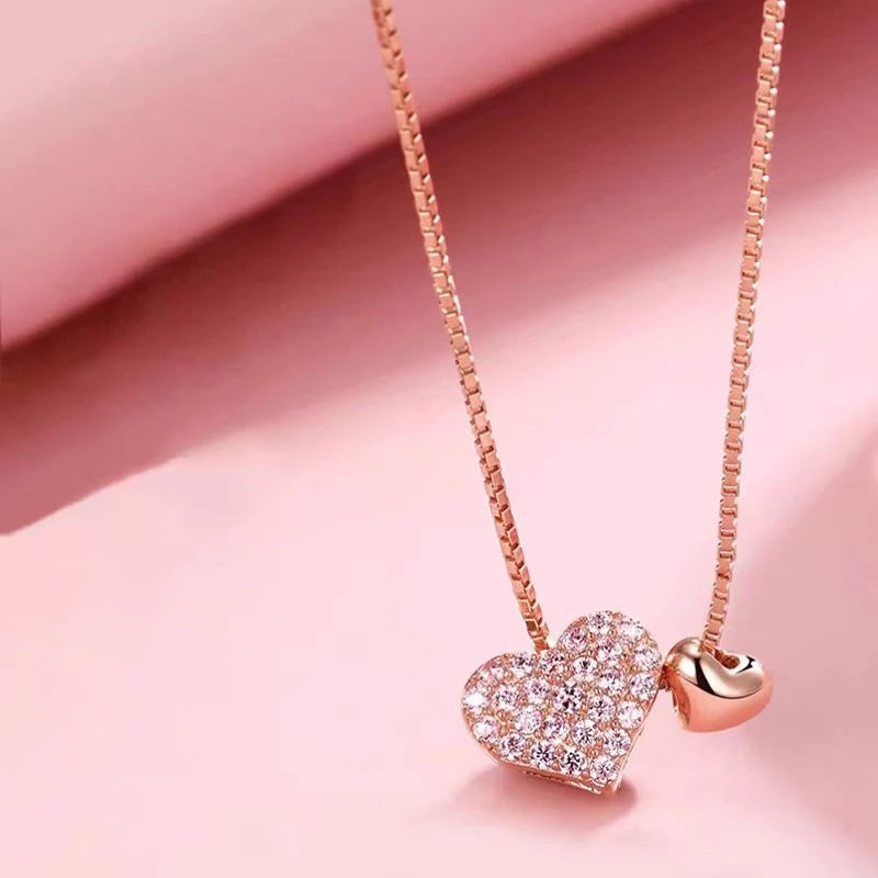 Romantic Heart Charm Necklace – 925 Sterling Silver