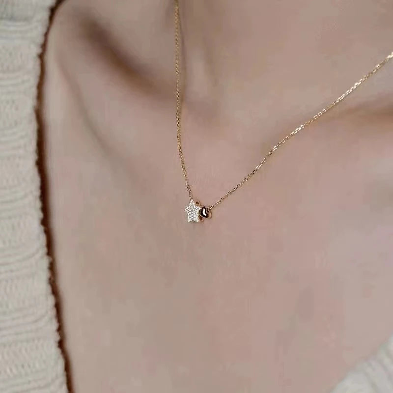 Luxury Star Heart Pendant – Real 925 Silver with 18K Gold Finish for Timeless Shine