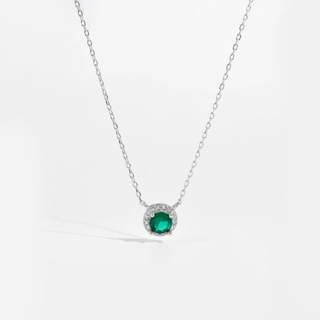 Emerald Glow Zircon Pendant Necklace – 925 Sterling Silver
