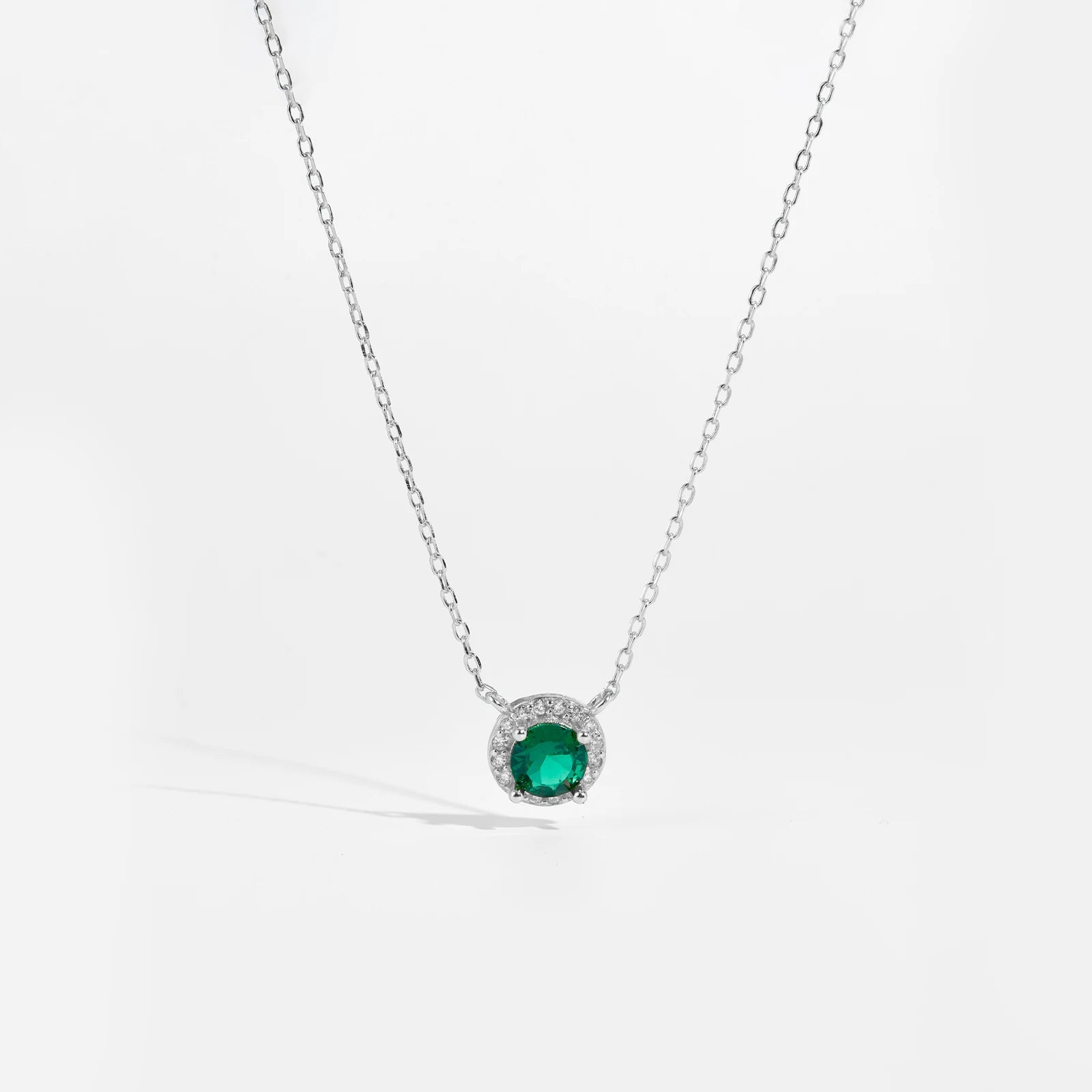 Emerald Glow Zircon Pendant Necklace – 925 Sterling Silver