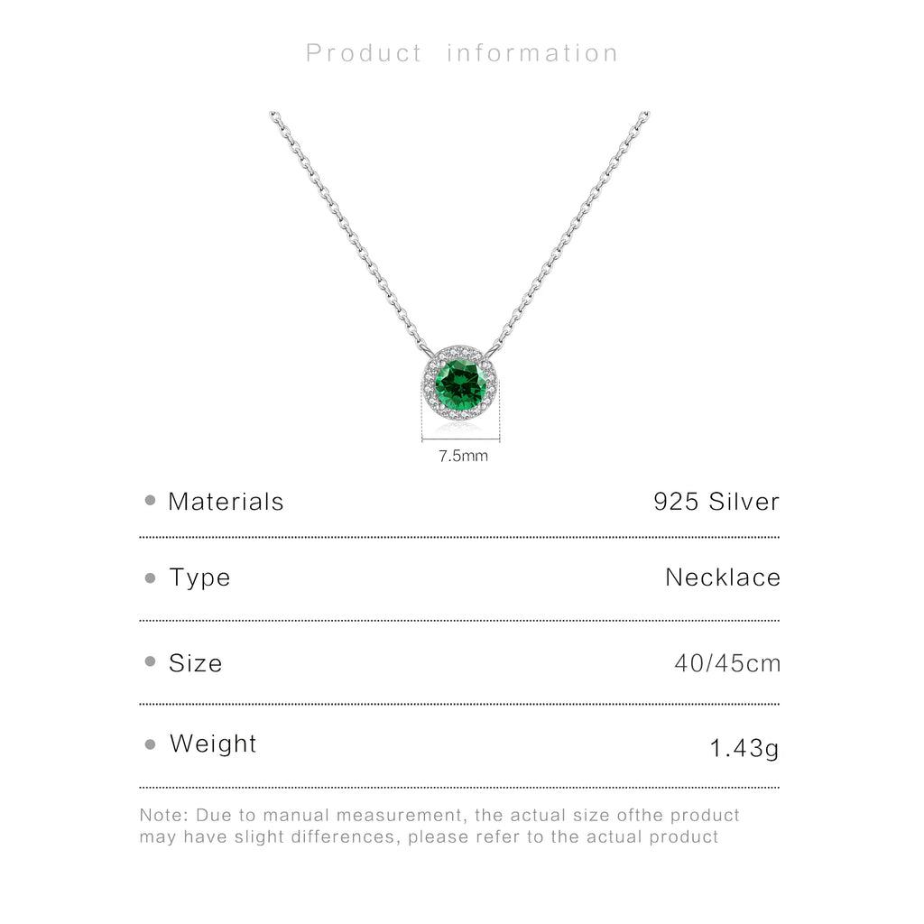 Emerald Glow Zircon Pendant Necklace – 925 Sterling Silver