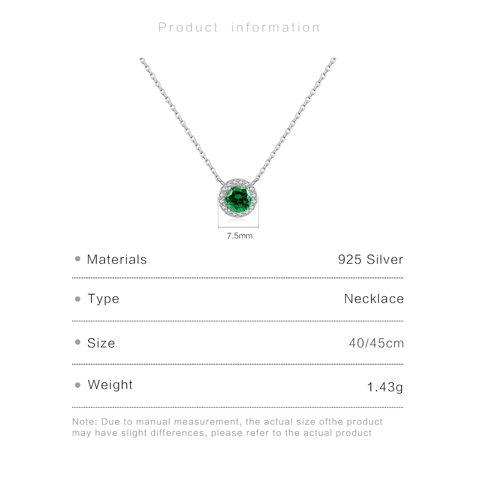 Emerald Glow Zircon Pendant Necklace – 925 Sterling Silver