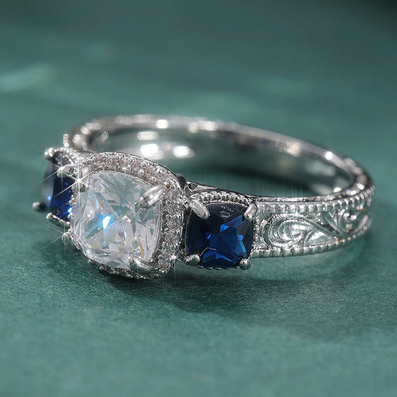 Royal Sapphire Trilogy Halo Ring