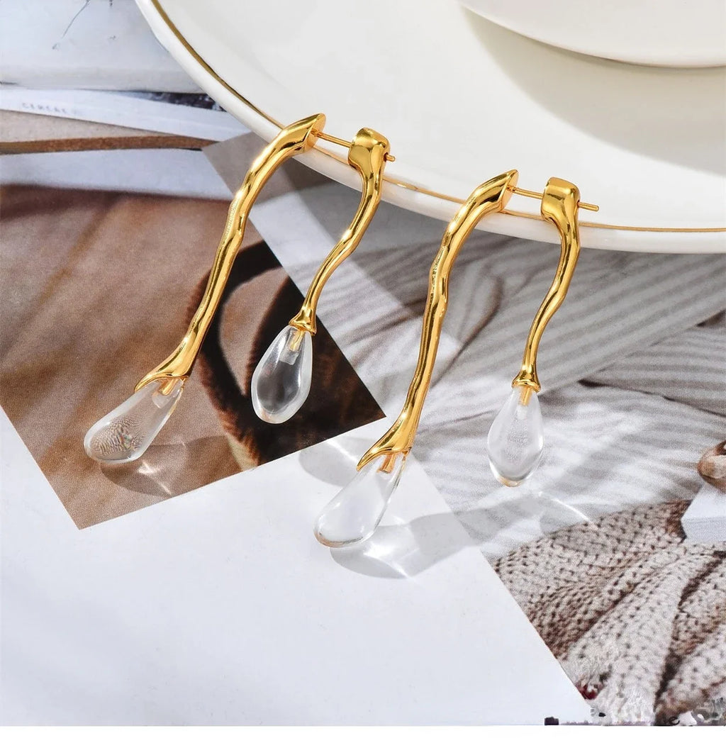 Celestial Teardrops – Elegant Pearl &amp; Crystal Earrings