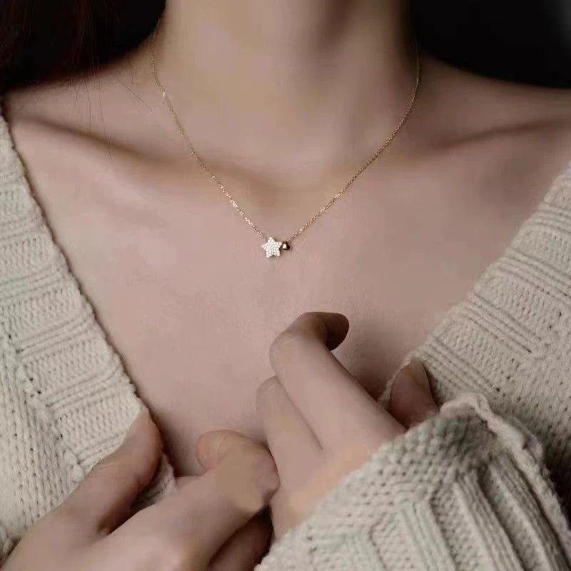 Luxury Star Heart Pendant – Real 925 Silver with 18K Gold Finish for Timeless Shine