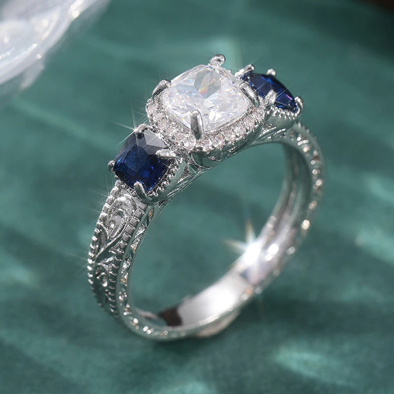 Royal Sapphire Trilogy Halo Ring