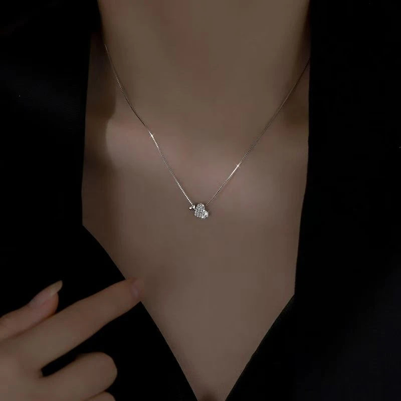 Romantic Heart Charm Necklace – 925 Sterling Silver