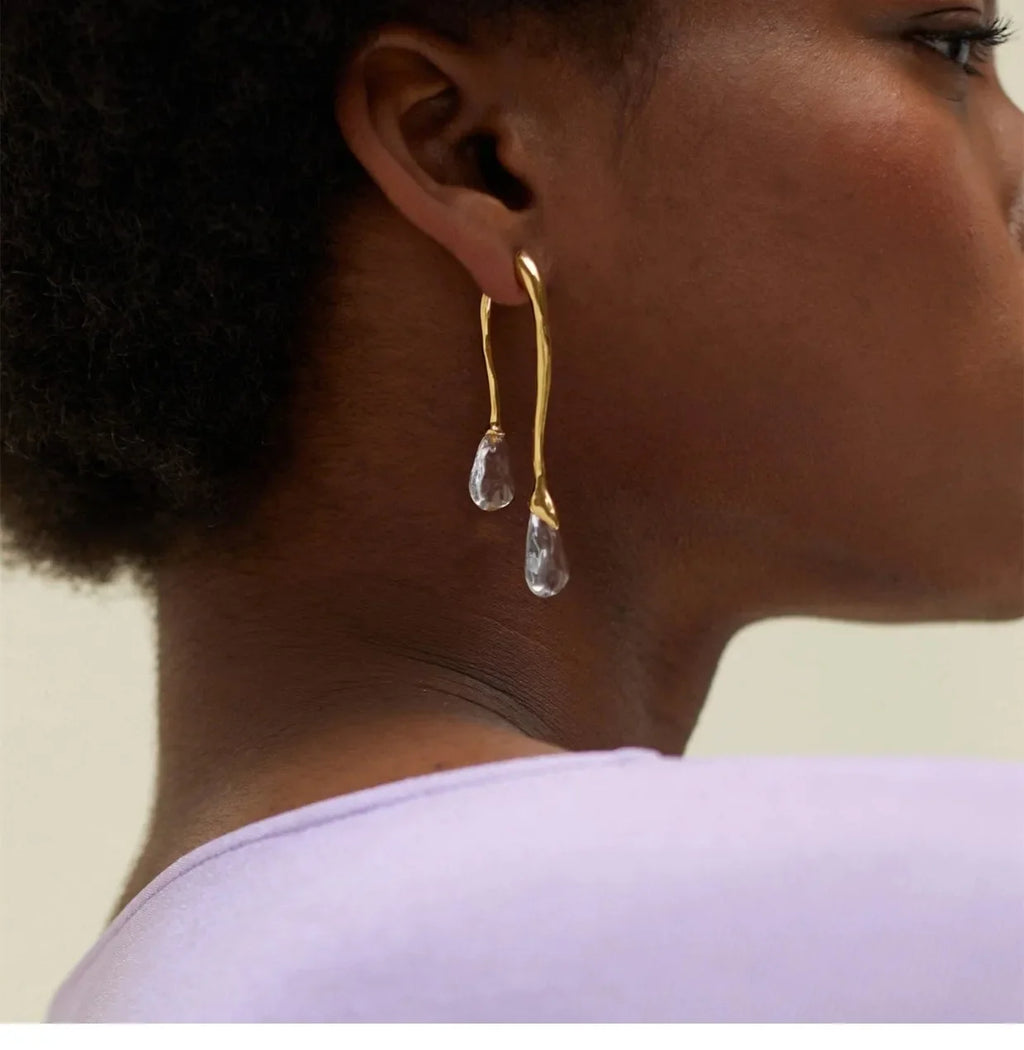 Celestial Teardrops – Elegant Pearl &amp; Crystal Earrings