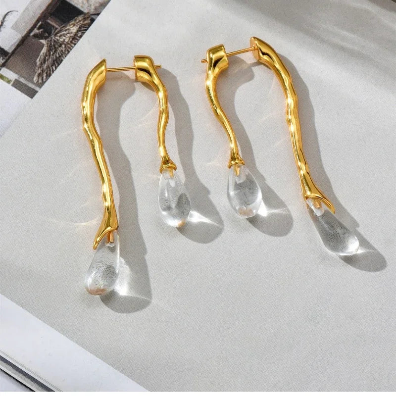 Celestial Teardrops – Elegant Pearl &amp; Crystal Earrings