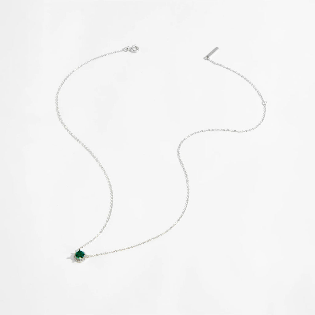Emerald Glow Zircon Pendant Necklace – 925 Sterling Silver