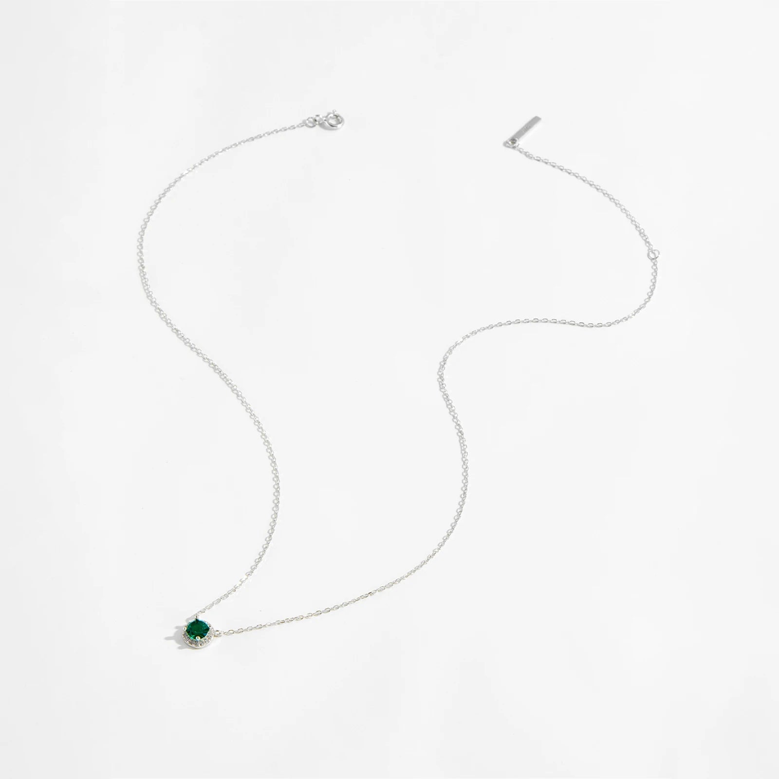 Emerald Glow Zircon Pendant Necklace – 925 Sterling Silver