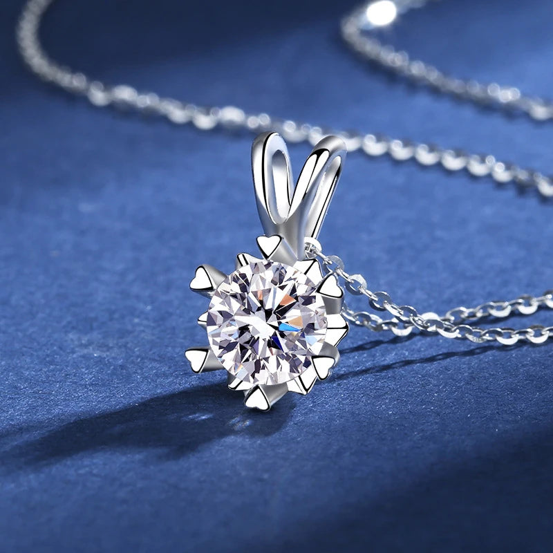 Luxury Moissanite Pendant – Sterling Silver Elegance