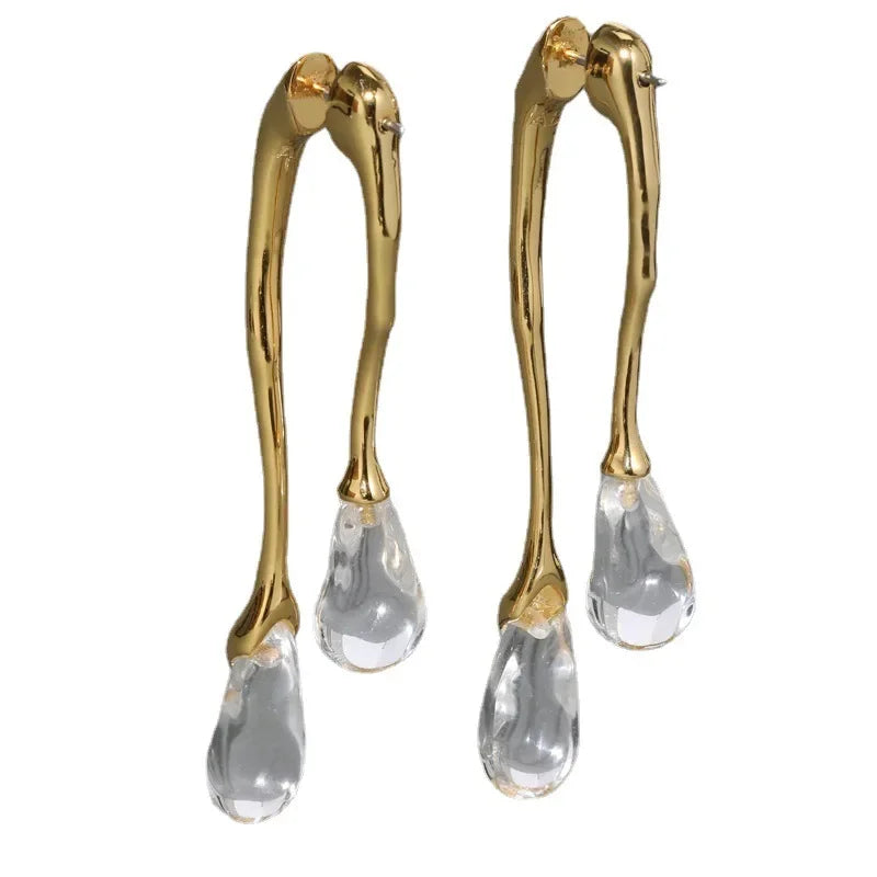 Celestial Teardrops – Elegant Pearl &amp; Crystal Earrings