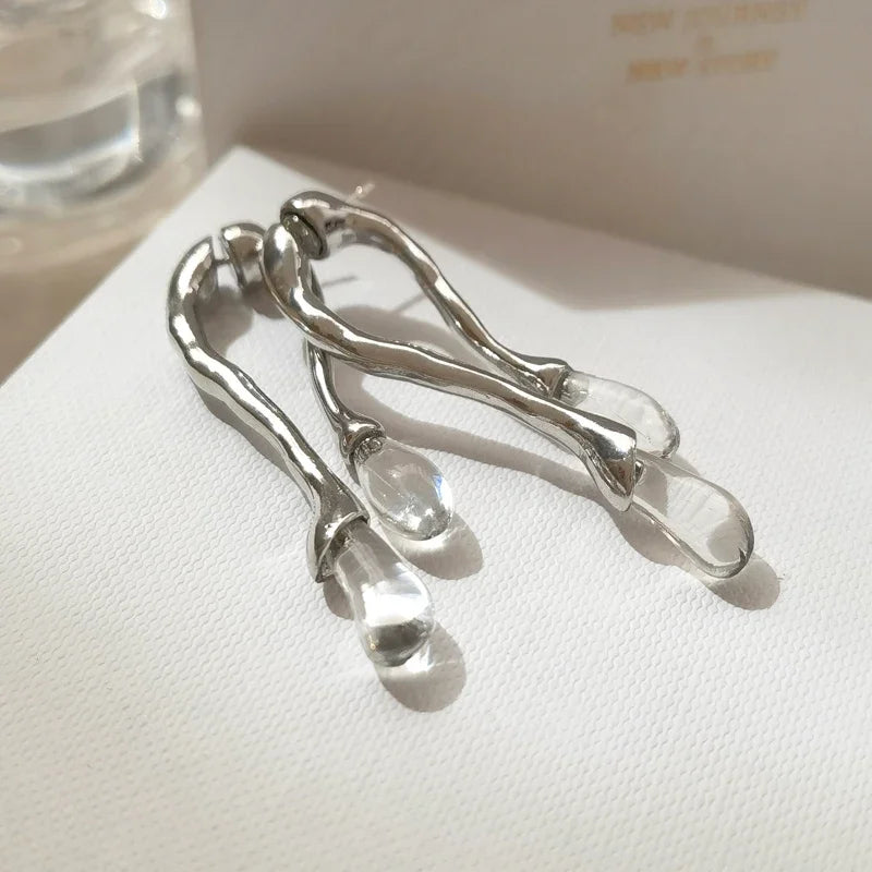 Celestial Teardrops – Elegant Pearl &amp; Crystal Earrings