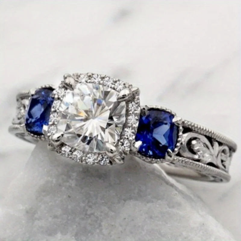 Royal Sapphire Trilogy Halo Ring