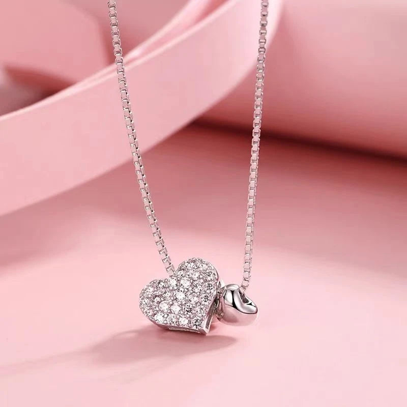 Romantic Heart Charm Necklace – 925 Sterling Silver