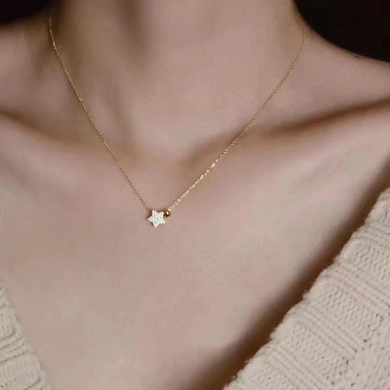 Luxury Star Heart Pendant – Real 925 Silver with 18K Gold Finish for Timeless Shine