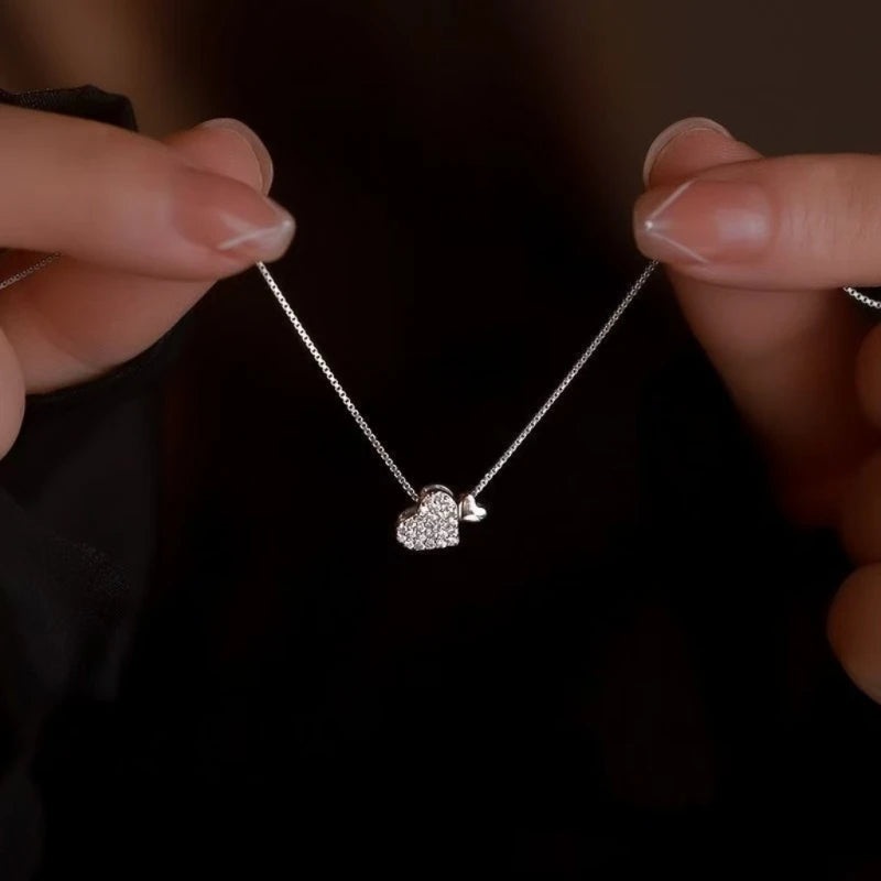 Romantic Heart Charm Necklace – 925 Sterling Silver