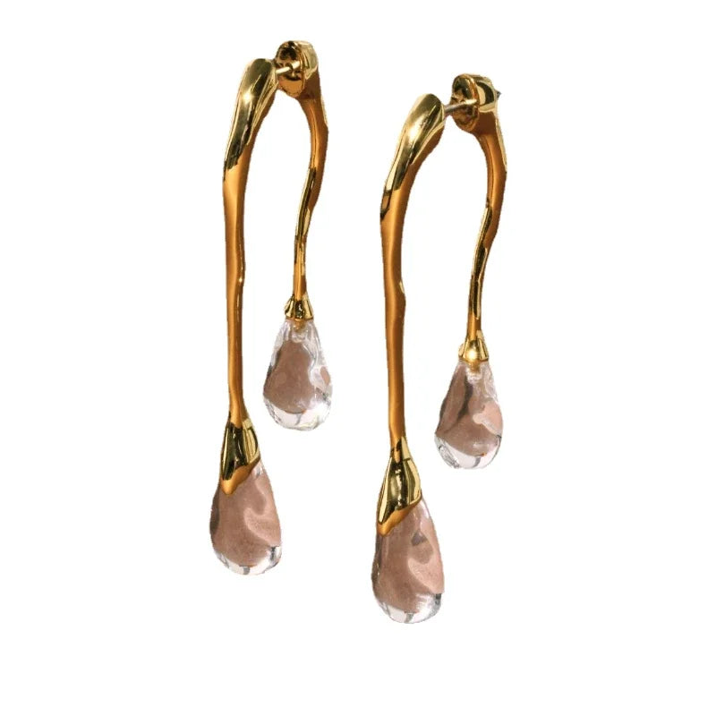 Celestial Teardrops – Elegant Pearl &amp; Crystal Earrings