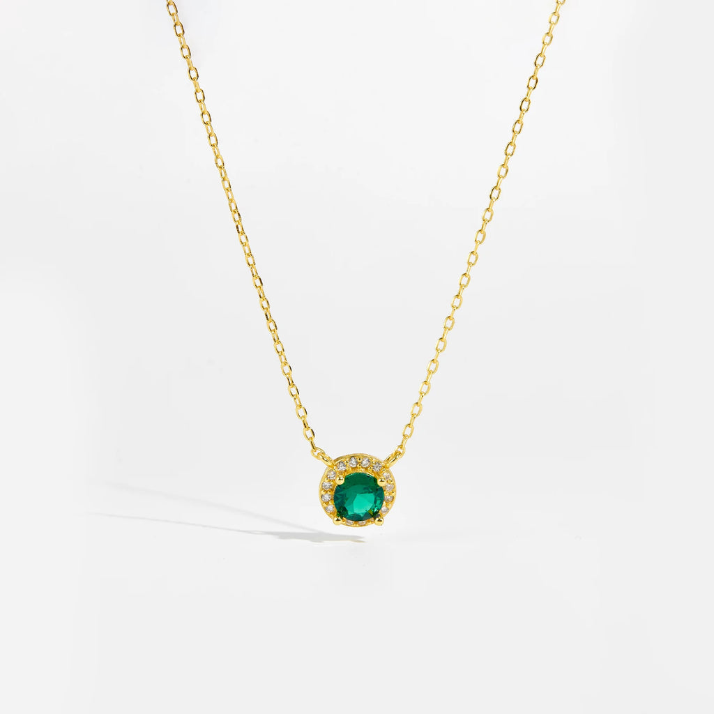 Emerald Glow Zircon Pendant Necklace – 925 Sterling Silver