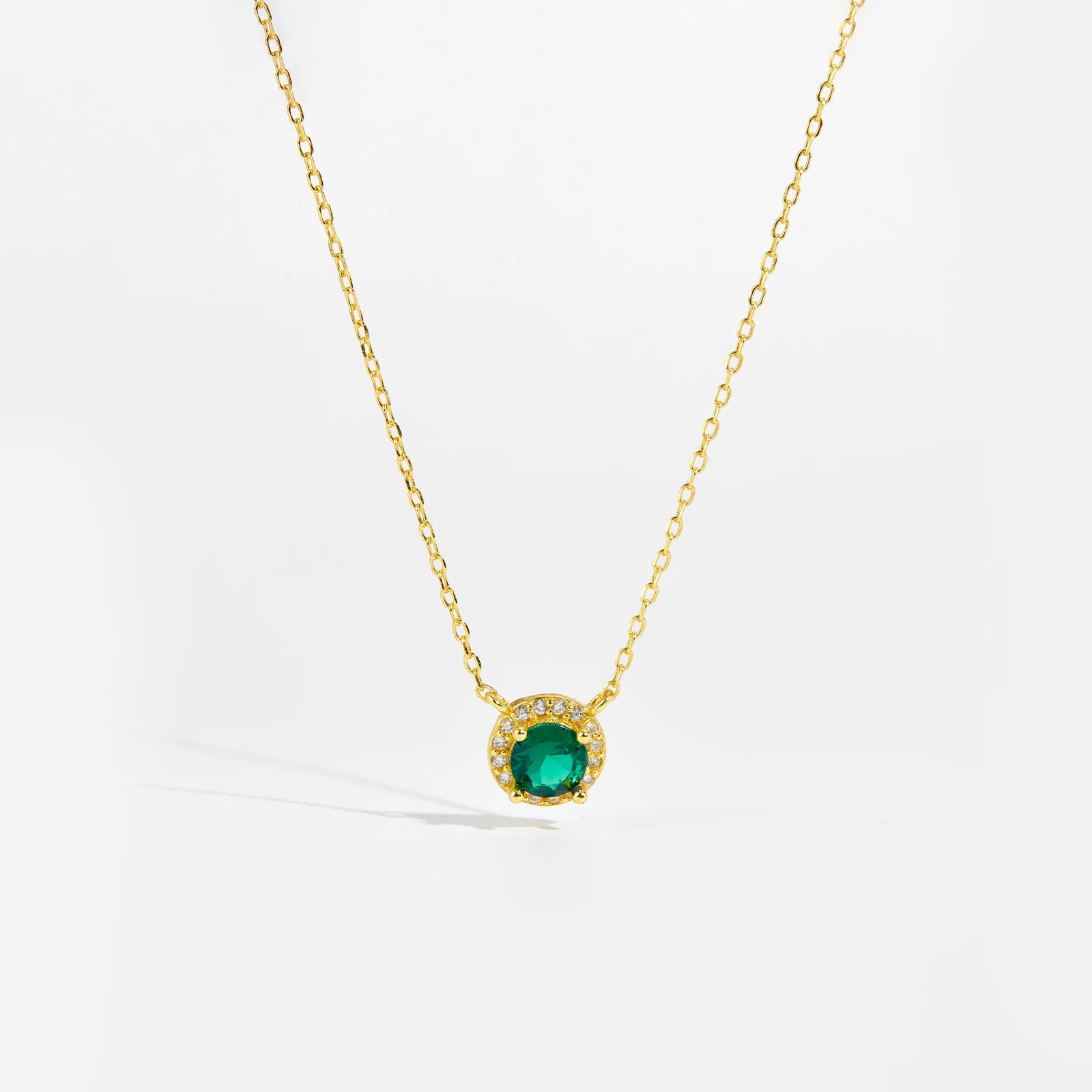 Emerald Glow Zircon Pendant Necklace – 925 Sterling Silver