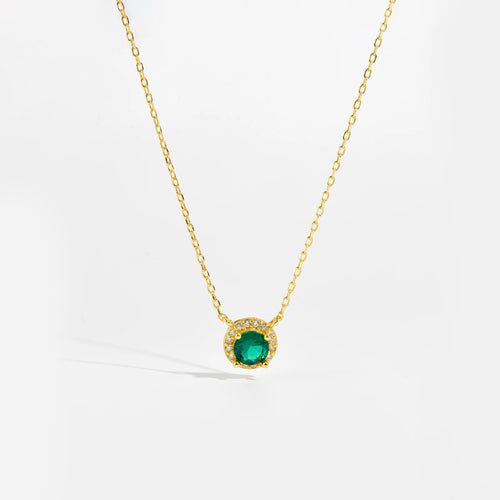 Emerald Glow Zircon Pendant Necklace – 925 Sterling Silver