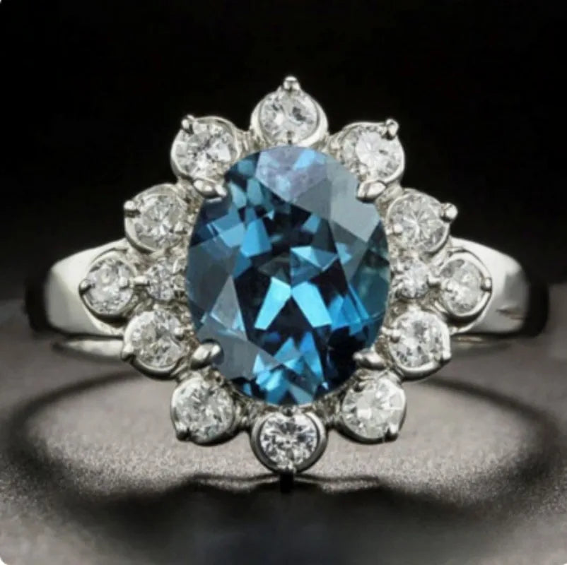Blue Zircon Elegance Ring – 3.2ct Sparkle