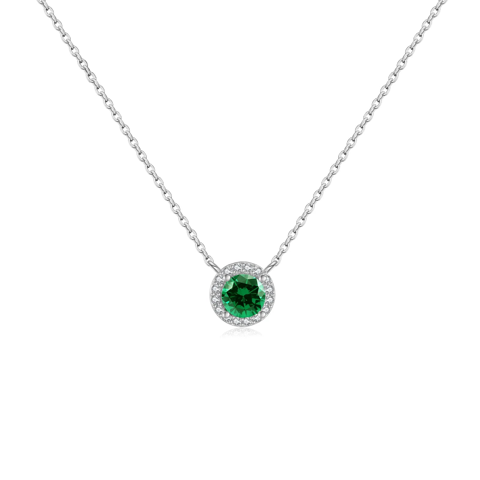 Emerald Glow Zircon Pendant Necklace – 925 Sterling Silver